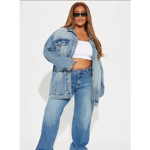 Fashion Nova Losing Focus Denim Jean Jacket Size 2X NEW Light Wash Distressed - Picture 9 of 10